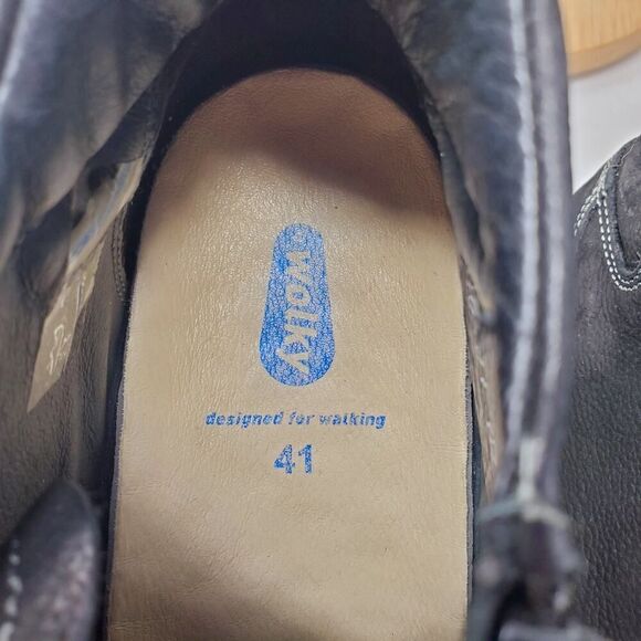 Wolky Ankle Boots Womens 41 Why Black Nubuck Leather Lace Up Zip Bootie Shoes - Picture 12 of 13